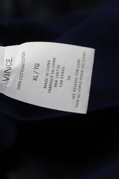 Vince Mens Blue Plaid Cotton Long Sleeve Button Up Collared Shirt Size XL