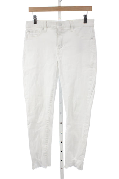7 For All Mankind Women Cropped High Rise Distressed White Jeans Size 31
