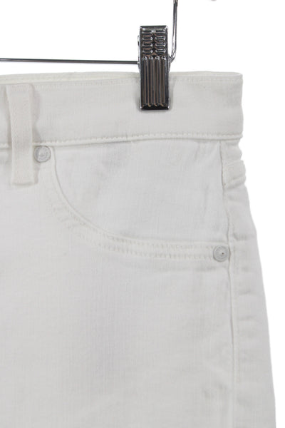 7 For All Mankind Women Cropped High Rise Distressed White Jeans Size 31