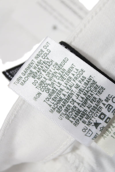 7 For All Mankind Women Cropped High Rise Distressed White Jeans Size 31