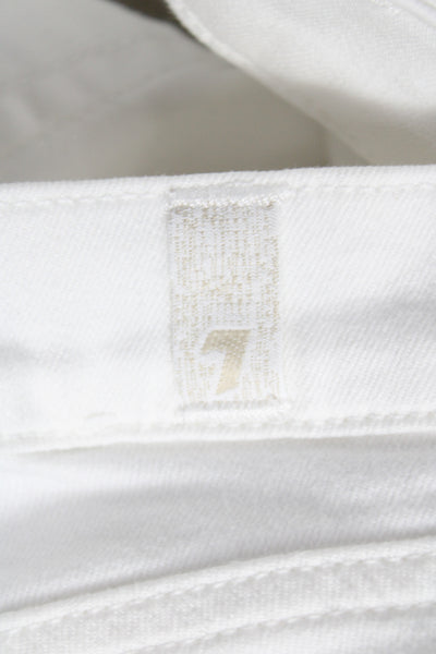 7 For All Mankind Women Cropped High Rise Distressed White Jeans Size 31