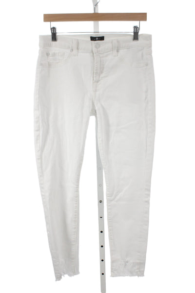 7 For All Mankind Women Ankle Jeans White Mid Rise Distressed Size 30