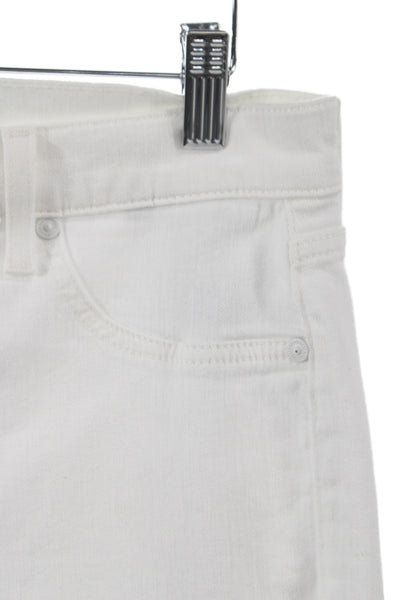 7 For All Mankind Women Ankle Jeans White Mid Rise Distressed Size 30