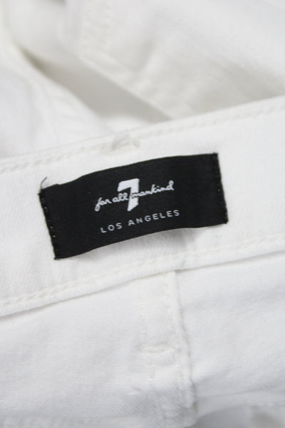7 For All Mankind Women Ankle Jeans White Mid Rise Distressed Size 30