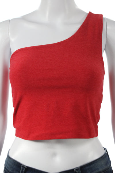 Beyond Yoga Womens Red Cropped One Shoulder Tank Petite Size S