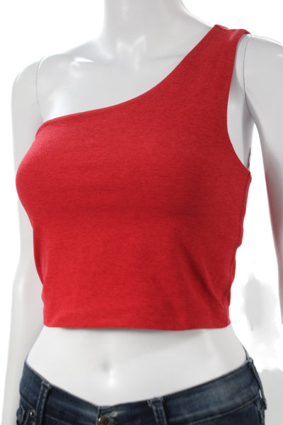 Beyond Yoga Womens Red Cropped One Shoulder Tank Petite Size S