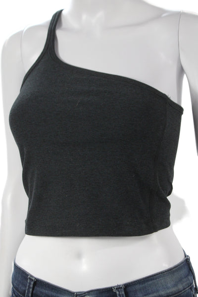 Beyond Yoga Womens One Shoulder Cropped Tank Gray Polyester Blend Size S