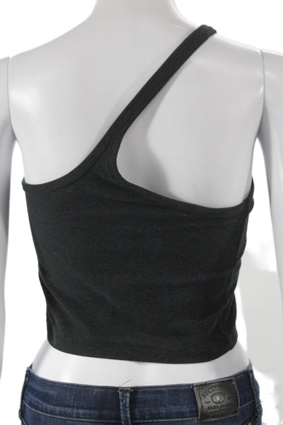 Beyond Yoga Womens One Shoulder Cropped Tank Gray Polyester Blend Size S