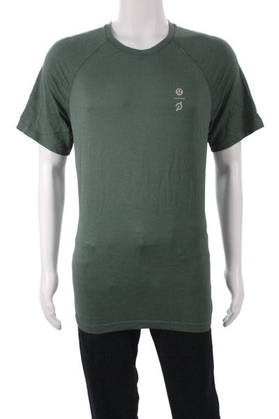 Lululemon Mens Basic Green Polyester Crew Neck Short Sleeve T-Shirt Size L