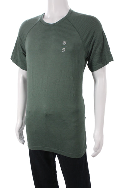 Lululemon Mens Basic Green Polyester Crew Neck Short Sleeve T-Shirt Size L