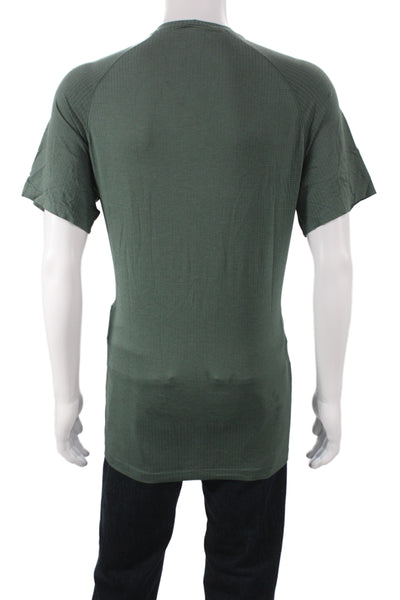 Lululemon Mens Basic Green Polyester Crew Neck Short Sleeve T-Shirt Size L
