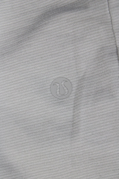 Lululemon Mens Striped Collared Short Sleeve Polo Gray Polyester Blend Size M