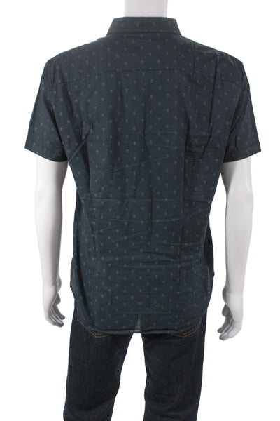 John Varvatos Star USA Mens Collared Graphic Button-Up Blue Cotton Size M