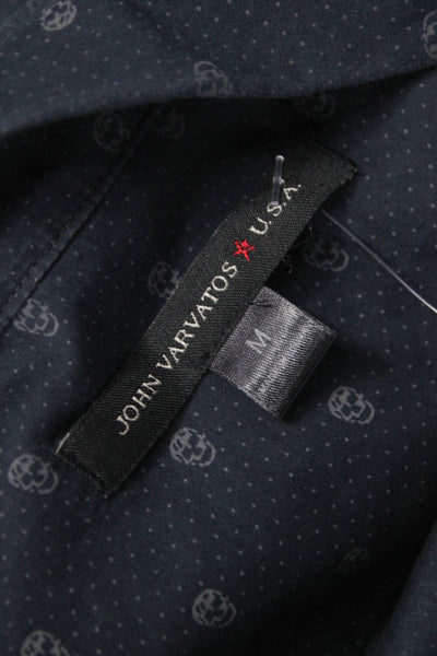 John Varvatos Star USA Mens Collared Graphic Button-Up Blue Cotton Size M