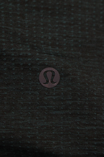 Lululemon Mens Striped Green Athletic Crew Neck Polyester T-Shirt Size M