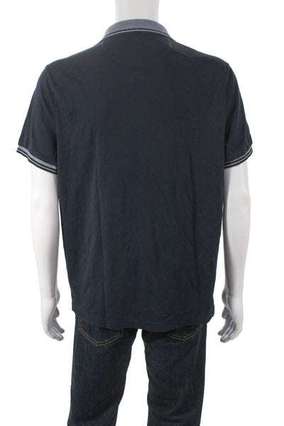 Michael Kors Mens Blue Short Sleeve Collared Cotton Polo Size L