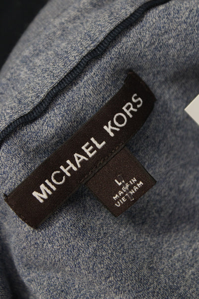 Michael Kors Mens Blue Short Sleeve Collared Cotton Polo Size L