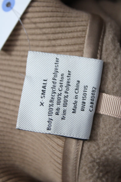 Varley Womens Pullover Sweatshirt Beige Zip Collared Long Sleeve Size XS