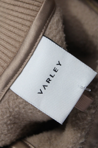 Varley Womens Pullover Sweatshirt Beige Zip Collared Long Sleeve Size XS