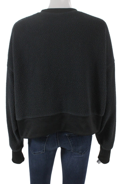 Nike Women Pullover Sweatshirt Black Polyester Crew Neck Long Sleeve Size XS