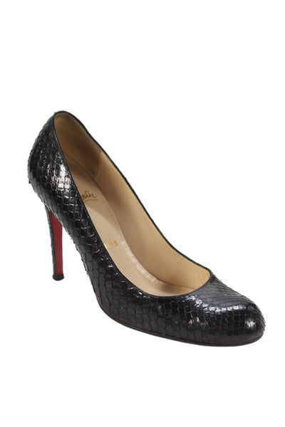 Christian Louboutin Womens Leather Slip On Heels Black Size 38 8