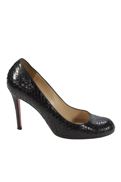 Christian Louboutin Womens Leather Slip On Heels Black Size 38 8