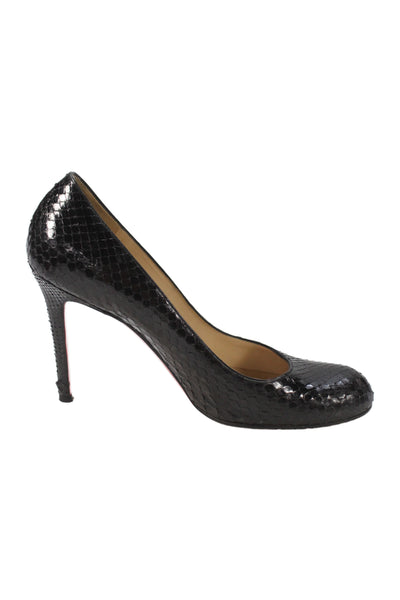 Christian Louboutin Womens Leather Slip On Heels Black Size 38 8
