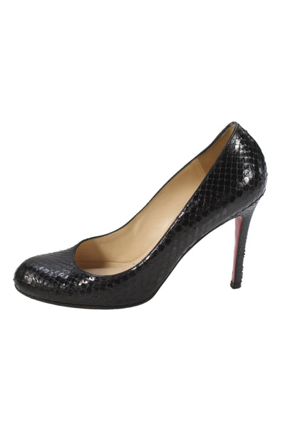 Christian Louboutin Womens Leather Slip On Heels Black Size 38 8