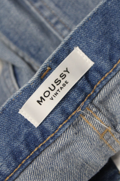 Moussy Womens Straight Blue Cotton Jeans Mid Rise Size 25