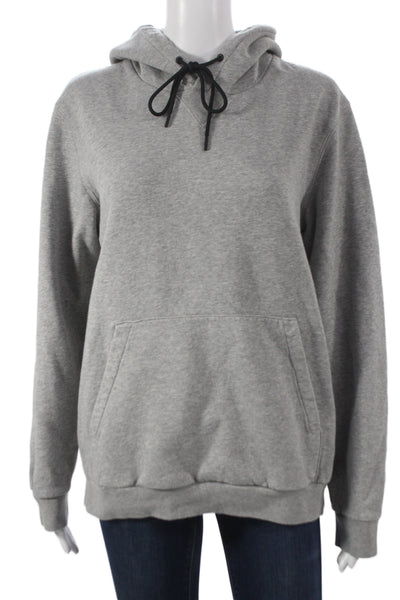 Theory Women Pullover Hoodie Gray V Neck Cotton Long Sleeve Size PP