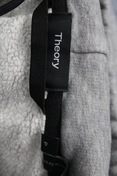 Theory Women Pullover Hoodie Gray V Neck Cotton Long Sleeve Size PP