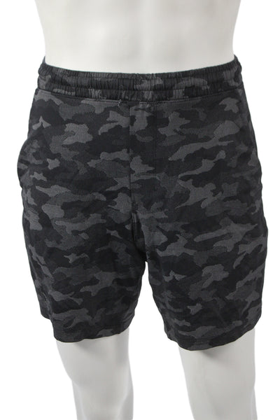 Lululemon Mens Athletic Camouflage Black Polyester Drawstring Shorts Size S