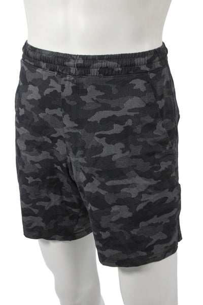 Lululemon Mens Athletic Camouflage Black Polyester Drawstring Shorts Size S