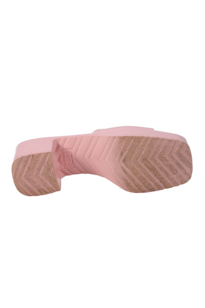 Gucci Women's Open Toe Block Heel Rubber Slide Sandals Pink Size 39