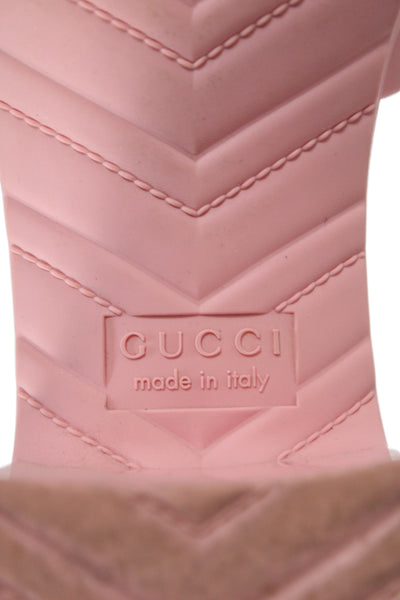 Gucci Women's Open Toe Block Heel Rubber Slide Sandals Pink Size 39