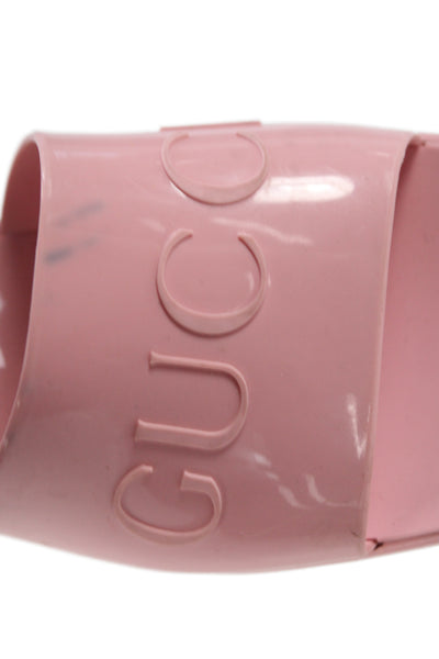Gucci Women's Open Toe Block Heel Rubber Slide Sandals Pink Size 39