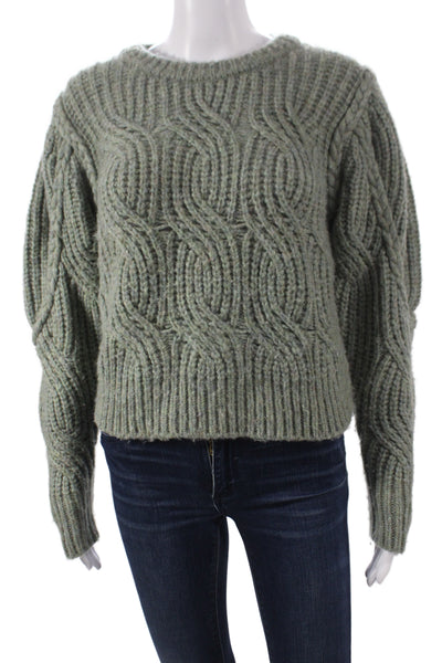 DH Women Pullover Green Crew Neck Long Sleeve Polyamide Solid Size S