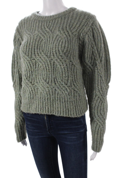 DH Women Pullover Green Crew Neck Long Sleeve Polyamide Solid Size S