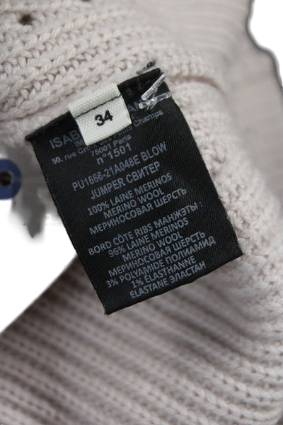 Etoile Isabel Marant Womens Pullover Merino Crew Neck Long Sleeve Beige Size 34