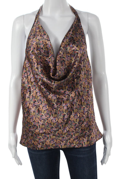 Cami NYC Women Camisole Silk Paisley Halter Tie Multicolor Size XS