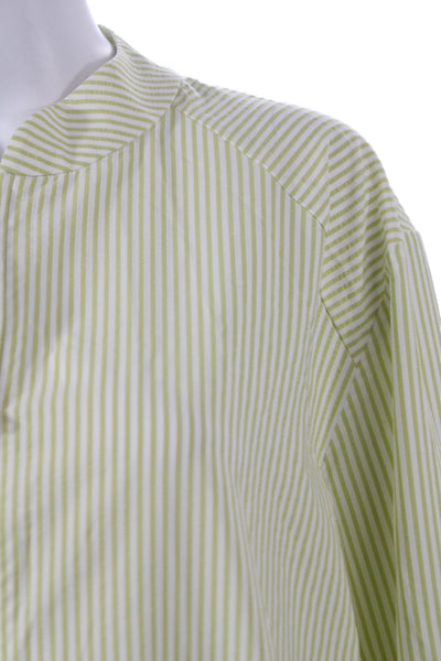 Rhone Womens Bomber Jacket Green Striped Zip Polyester Long Sleeve Size XL