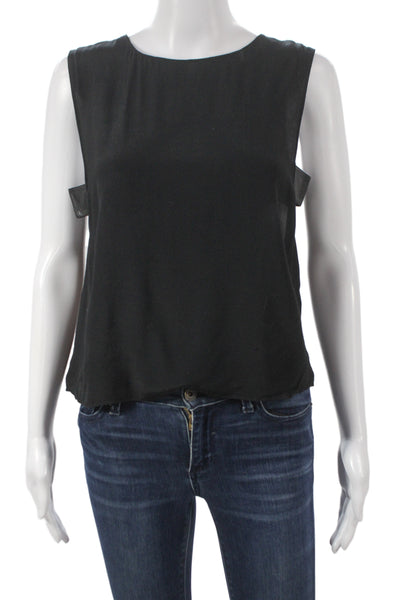 Veda Womens Black Sleeveless Basic Rayon Tank Round Neck Size XS