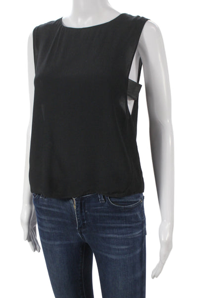 Veda Womens Black Sleeveless Basic Rayon Tank Round Neck Size XS