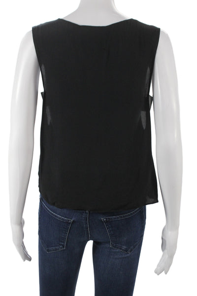 Veda Womens Black Sleeveless Basic Rayon Tank Round Neck Size XS