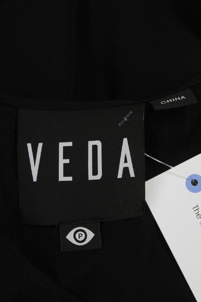 Veda Womens Black Sleeveless Basic Rayon Tank Round Neck Size XS