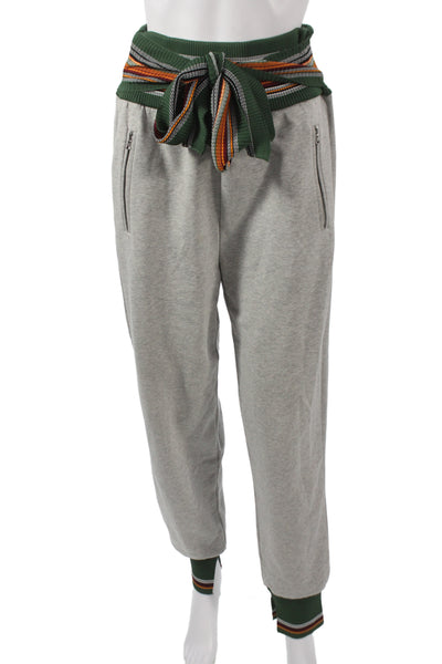 3.1 Phillip Lim Women Jogger Pants Gray Tie Waist Cotton Size L