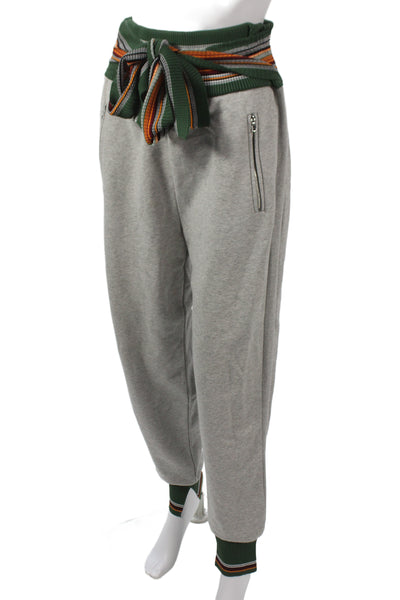 3.1 Phillip Lim Women Jogger Pants Gray Tie Waist Cotton Size L