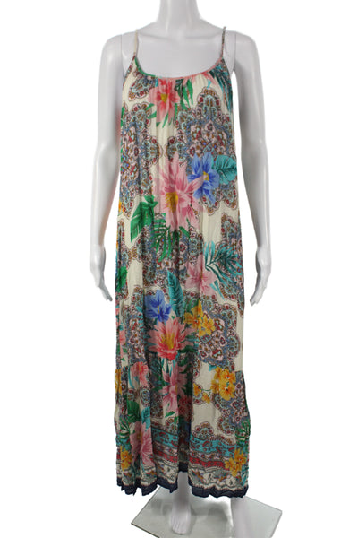 Johnny Was Womens Floral Maxi Dress Sleeveless Scoop Neck Rayon Size S
