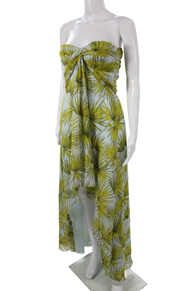 MSGM Womens Blue Silk Sleeveless Sweetheart Maxi Dress Floral Zip Size 42