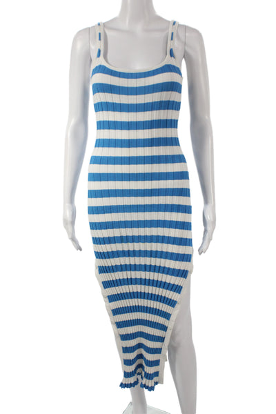 Solid & Striped Women Bodycon Striped Blue Scoop Neck Sleeveless Dress Size XS